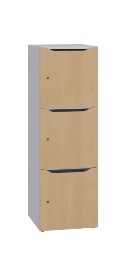 DOMINOU 33 úložná skříň 3-boxová, 1367x450x400 mm, korpus bílý, dvířka javor horský